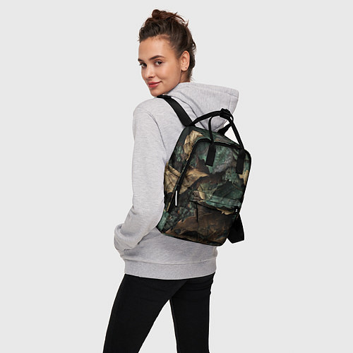 Женский рюкзак Реалистичный камуфляж из листьев / 3D-принт – фото 3