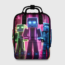 Рюкзак женский Minecraft characters - neon glow, цвет: 3D-принт