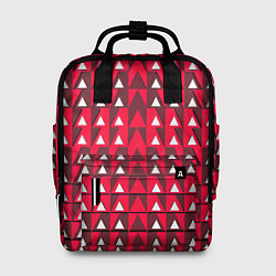 Женский рюкзак Белые треугольники на красном фоне