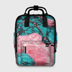 Рюкзак женский Розово-бирюзовый мрамор, цвет: 3D-принт