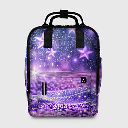 Женский рюкзак Абстрактные звезды в фиолетовых искрах