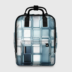 Рюкзак женский Зеркальная мозаика голубое стекло, цвет: 3D-принт
