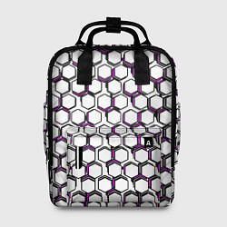 Рюкзак женский Киберпанк узор из шестиугольников розовый, цвет: 3D-принт
