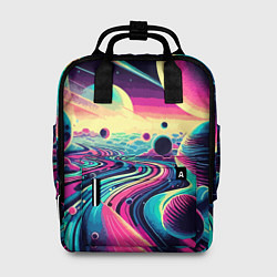 Рюкзак женский Неоновый космос - нейросеть, цвет: 3D-принт