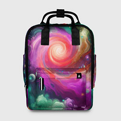 Рюкзак женский Космическая неоновая фантазия - нейросеть, цвет: 3D-принт