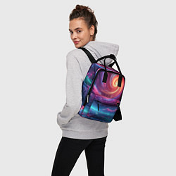 Рюкзак женский Яркая неоновая галактика - нейросеть, цвет: 3D-принт — фото 2