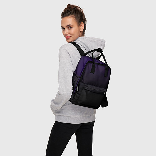 Женский рюкзак Фиолетово-чёрный тёмный градиент / 3D-принт – фото 3
