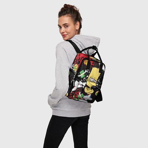 Женский рюкзак Барт Симпсон на фоне баксов / 3D-принт – фото 3