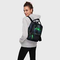 Рюкзак женский Объемная геометрическая зеленая неоновая абстракци, цвет: 3D-принт — фото 2