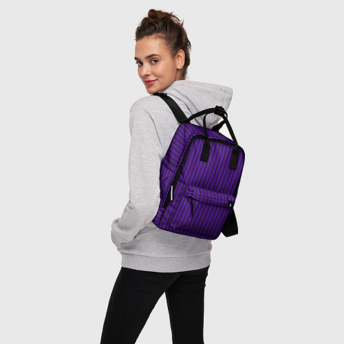 Женский рюкзак Яркий фиолетовый в полоску / 3D-принт – фото 3