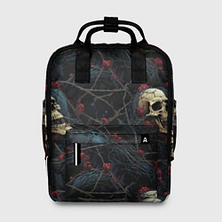Рюкзак женский Черепа в кустах с шипами, цвет: 3D-принт