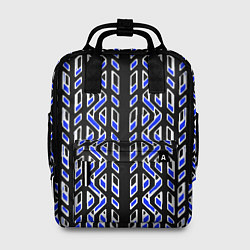 Рюкзак женский Чёрно-синий паттерн конструкция, цвет: 3D-принт