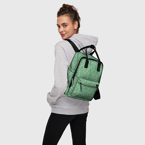 Женский рюкзак Яркий зеленый однотонный цветочный узор / 3D-принт – фото 3