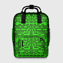 Рюкзак женский Чёрные полосы на зелёном фоне, цвет: 3D-принт