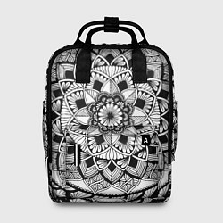 Рюкзак женский Мандала зенарт чёрно-белая, цвет: 3D-принт