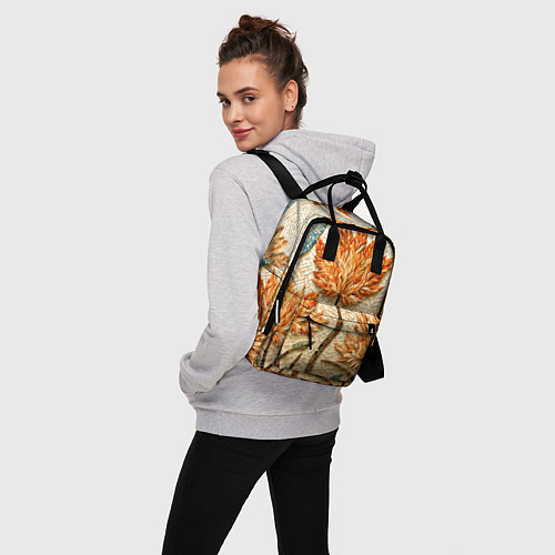 Женский рюкзак Мозаика осенняя листва в теплых тонах / 3D-принт – фото 3