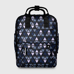 Рюкзак женский Чёрно-синий паттерн треугольники, цвет: 3D-принт