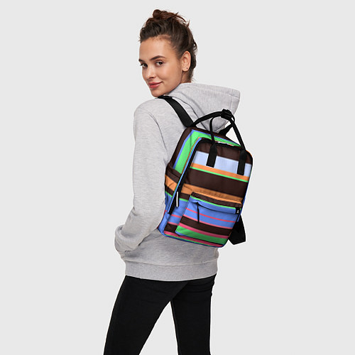 Женский рюкзак Разноцветный полосатый / 3D-принт – фото 3