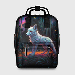 Женский рюкзак Белая лисица на фоне волшебного леса