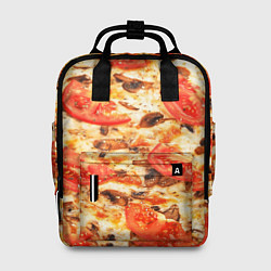 Рюкзак женский Пицца с грибами и томатом - текстура, цвет: 3D-принт
