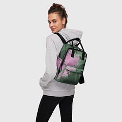 Рюкзак женский Мрамор темно-зеленый с розовым, цвет: 3D-принт — фото 2
