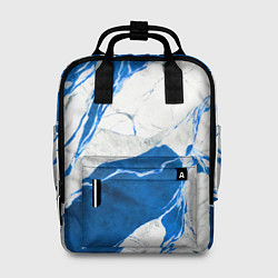 Рюкзак женский Бело-синий мрамор, цвет: 3D-принт
