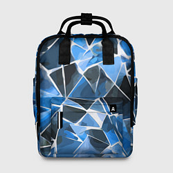 Женский рюкзак Чёрно-синяя абстракция и белые полосы