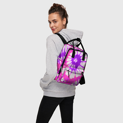 Женский рюкзак Тай дай розовый с фиолетовым / 3D-принт – фото 3