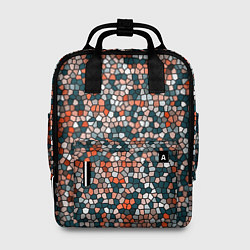 Рюкзак женский Красно-бирюзовый паттерн мелкая мозаика, цвет: 3D-принт