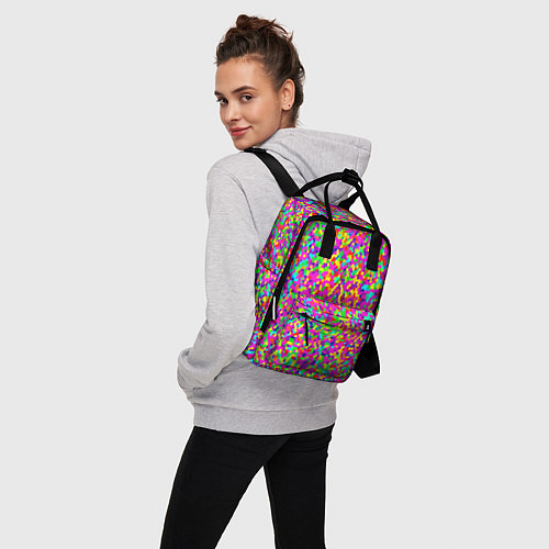 Женский рюкзак Паттерн разноцветная мелкая мозаика / 3D-принт – фото 3