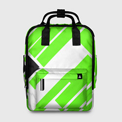 Рюкзак женский Зелёные широкие линии на белом фоне, цвет: 3D-принт