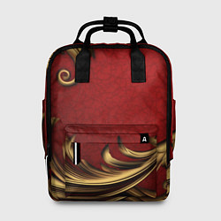 Рюкзак женский Классический золотой узор на красном бархате, цвет: 3D-принт
