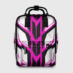 Рюкзак женский Чёрно-розовые полосы на белом фоне, цвет: 3D-принт