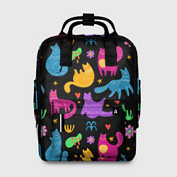 Рюкзак женский Паттерн разноцветных котиков, цвет: 3D-принт