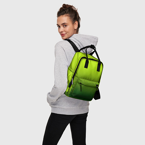 Женский рюкзак Яркий зеленый градиентный комбинированный узор / 3D-принт – фото 3