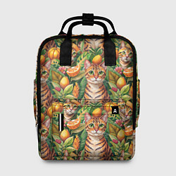 Женский рюкзак Бенгальский котик в тропических листьях