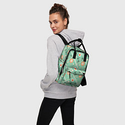 Рюкзак женский Зеленый цветочный - ретро, цвет: 3D-принт — фото 2