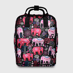 Женский рюкзак Орнамент разноцветных слонов