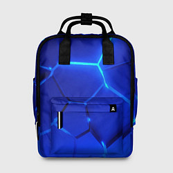 Рюкзак женский Яркие синие неоновые плиты в разломе, цвет: 3D-принт