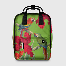 Женский рюкзак Попугаи среди цветов