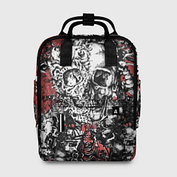 Рюкзак женский Черепа и скелеты на красном, цвет: 3D-принт
