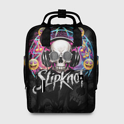 Рюкзак женский Slipknot на фоне черепа демона с рогами в очках, цвет: 3D-принт