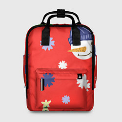 Женский рюкзак Новогодний узор со снеговиком и снежинками