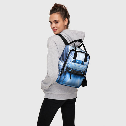 Женский рюкзак Спорткар на скорости / 3D-принт – фото 3