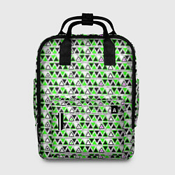 Женский рюкзак Green and black triangles on a white background