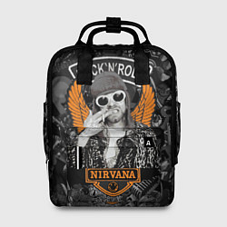 Рюкзак женский Nirvana Курт Кобейн на фоне гитар, цвет: 3D-принт