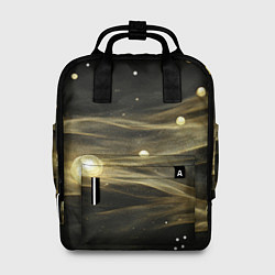 Рюкзак женский Золотистый свет на черной текстуре, цвет: 3D-принт