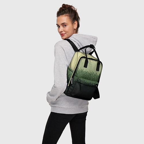Женский рюкзак Зелёный полосами от светлого к тёмному текстурные / 3D-принт – фото 3