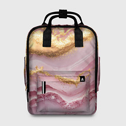 Рюкзак женский Золотая объемная текстура на розовом, цвет: 3D-принт