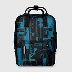 Рюкзак женский Чёрно-синий абстракция геомтеричный, цвет: 3D-принт